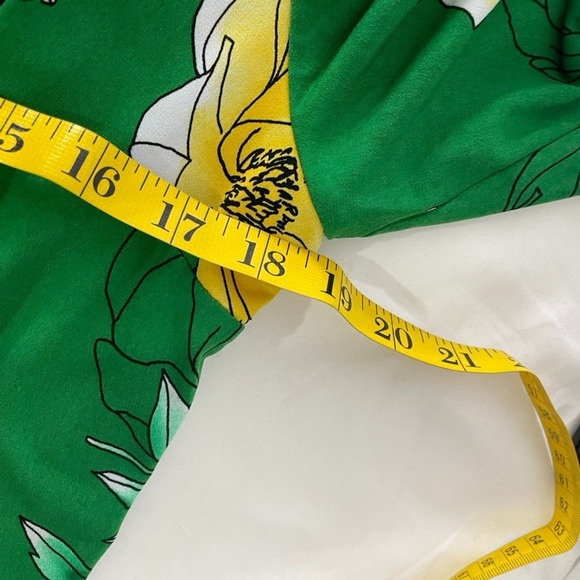 G.I.L.I Green Floral Shift Maxi Dress L Stretchy Tropical Resort Vacation - Picture 6 of 7